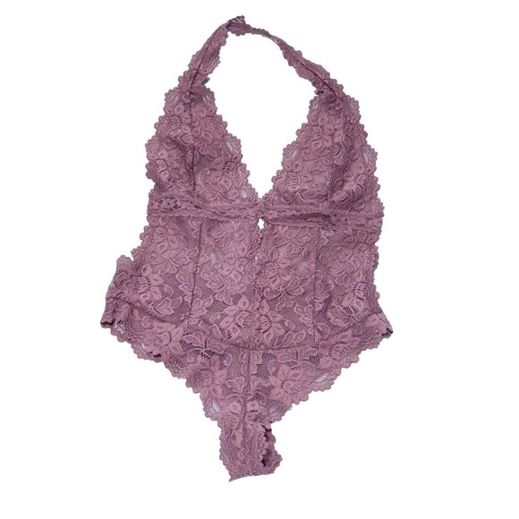 FOREVER 21 Women’s Lingerie Mauve Teddy Brazilian Cut Lace Sheer NWT Size M - Picture 5 of 10